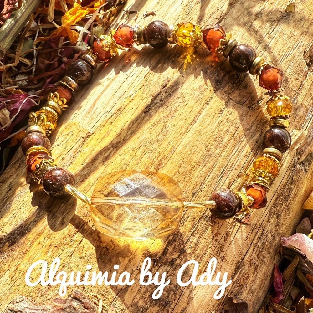 Alquimia Amber and garnet Beaded Bracelet